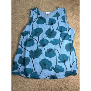 CAbi Blue Floral Sleeveless Blouse